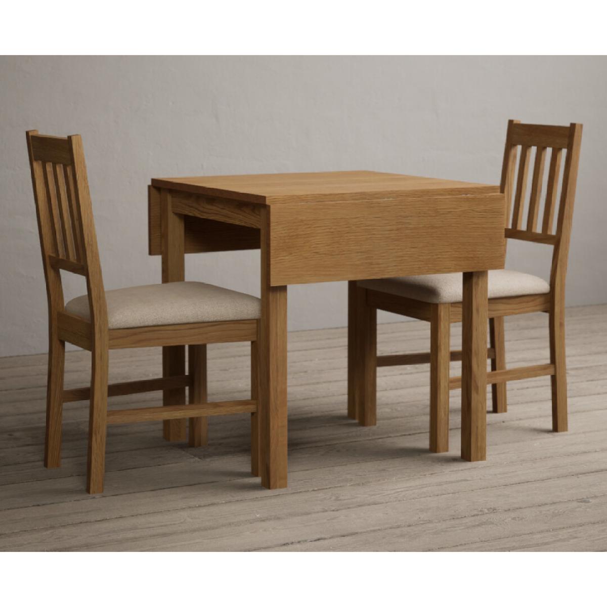 Extending York 70cm Solid Oak Dining Table With 2 Linen York Chairs – image 3
