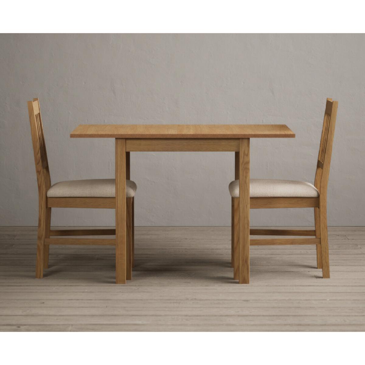 Extending York 70cm Solid Oak Dining Table With 2 Linen York Chairs – image 4