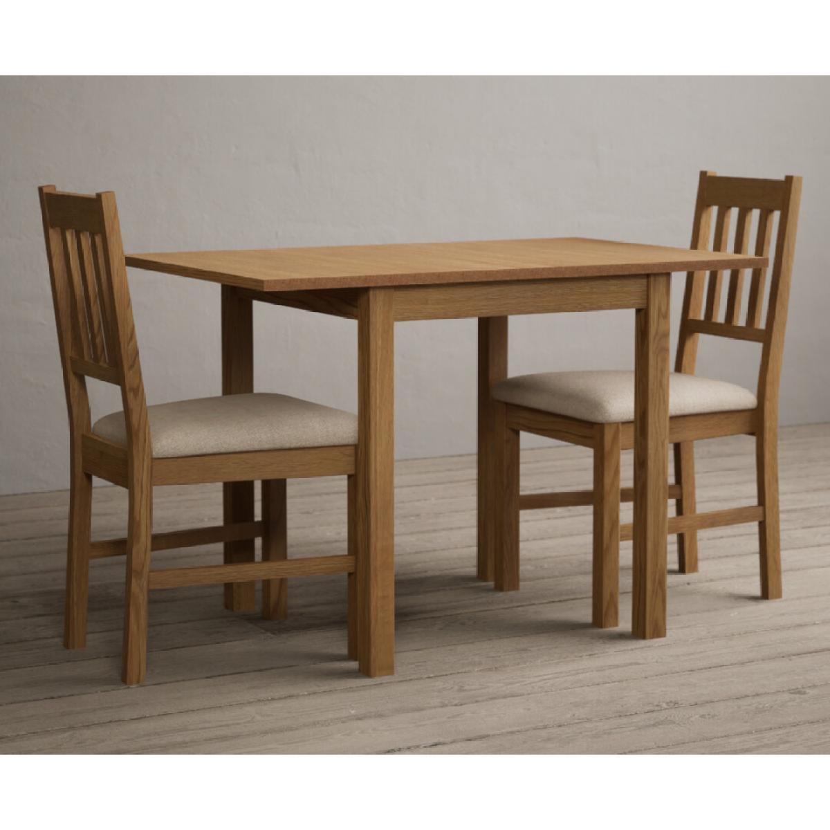Extending York 70cm Solid Oak Dining Table With 2 Linen York Chairs – image 5