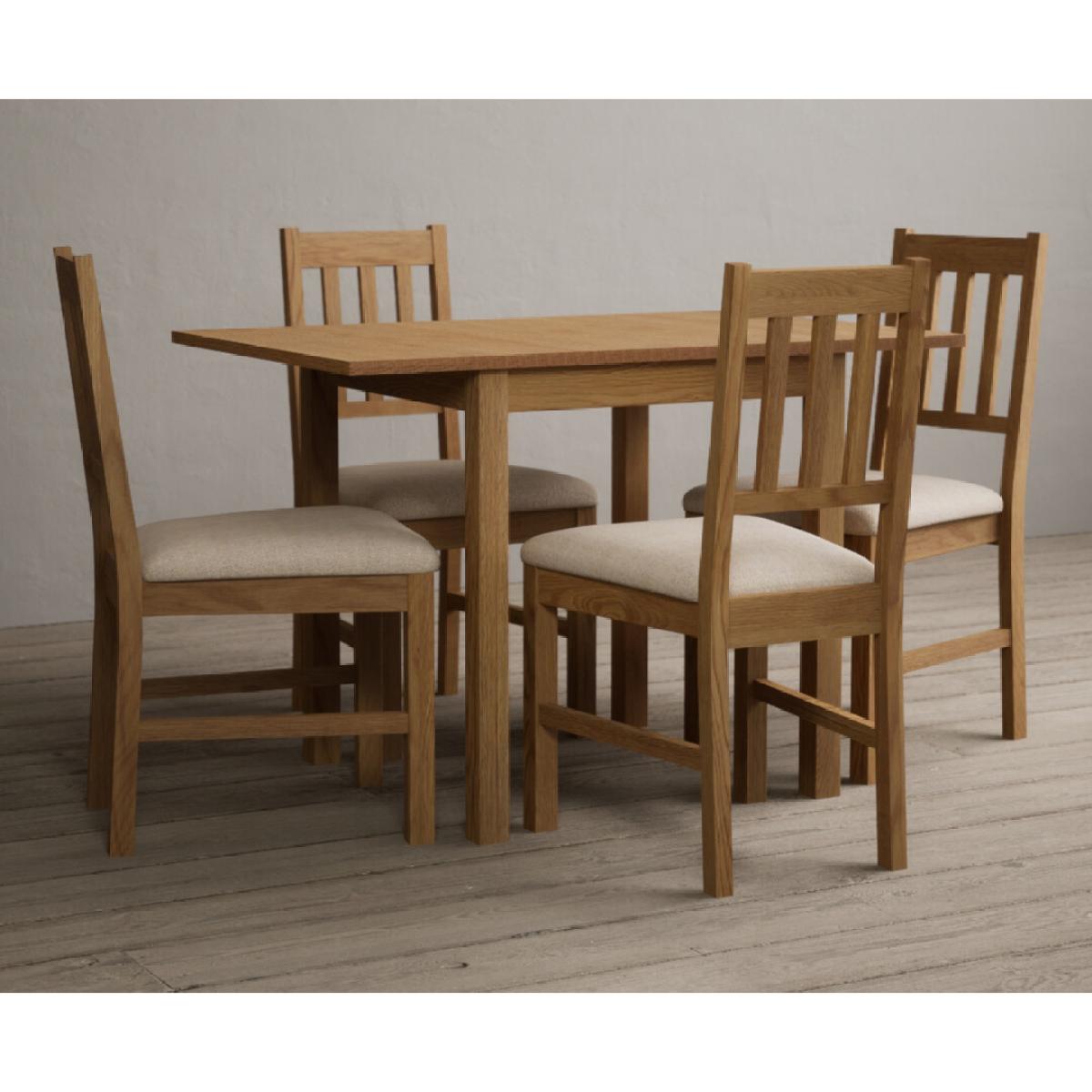 Extending York 70cm Solid Oak Dining Table With 2 Linen York Chairs – image 6