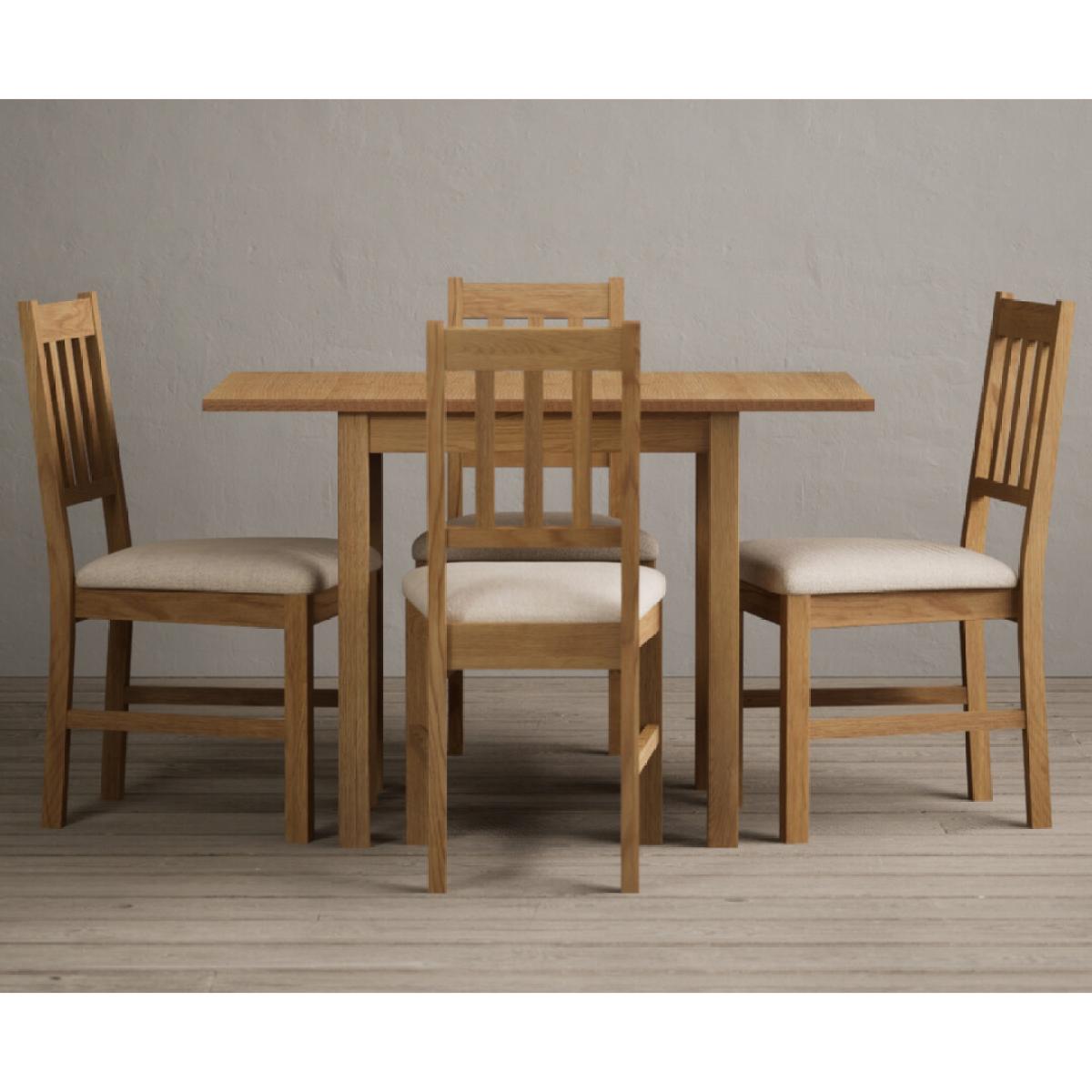 Extending York 70cm Solid Oak Dining Table With 2 Linen York Chairs – image 7