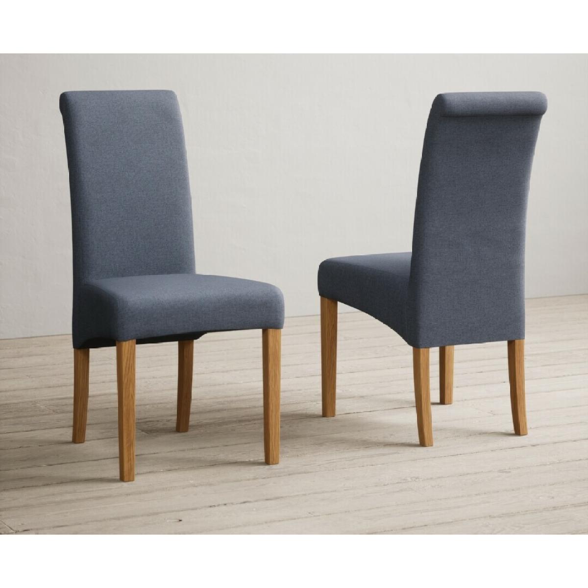 Extending Buxton 90cm Rustic Solid Oak Dining Table with 4 Grey Scroll Back Chairs – image 11