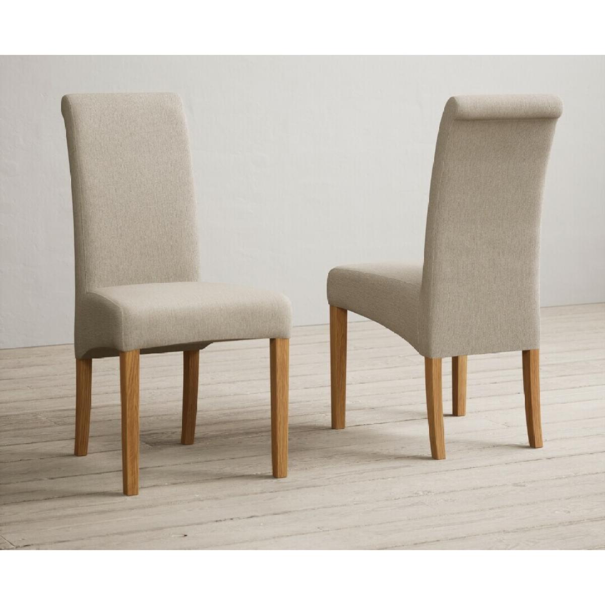 Extending Buxton 90cm Rustic Solid Oak Dining Table with 4 Grey Scroll Back Chairs – image 44