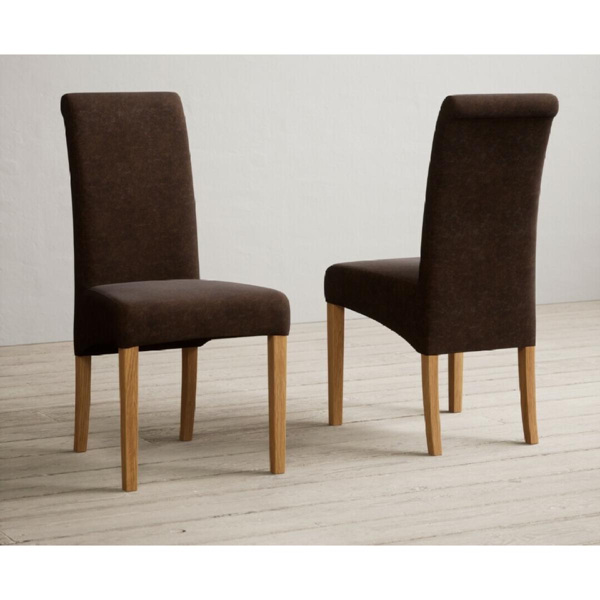 Extending Buxton 90cm Rustic Solid Oak Dining Table with 4 Grey Scroll Back Chairs – image 55