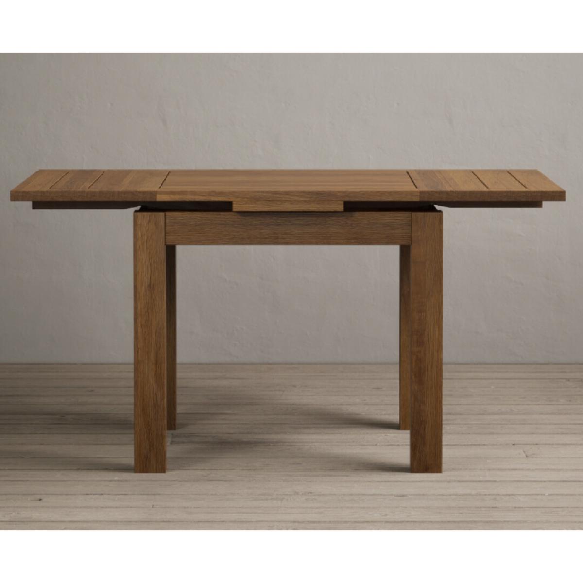 Extending Buxton 90cm Rustic Solid Oak Dining Table with 4 Grey Scroll Back Chairs – image 63