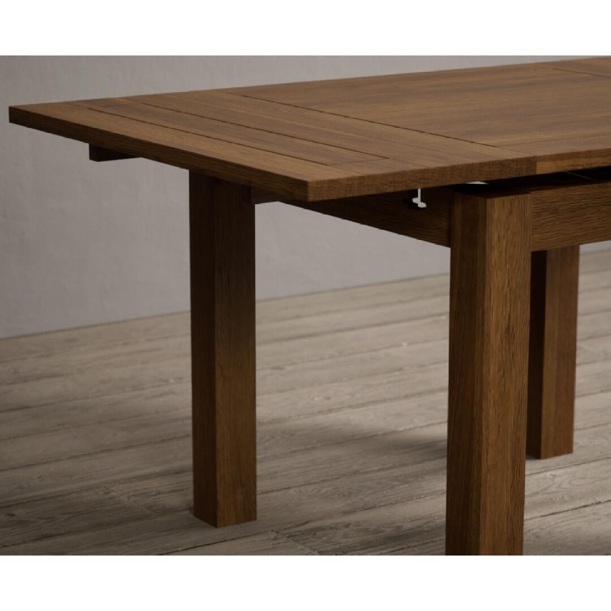 Extending Buxton 90cm Rustic Solid Oak Dining Table with 4 Grey Scroll Back Chairs – image 65