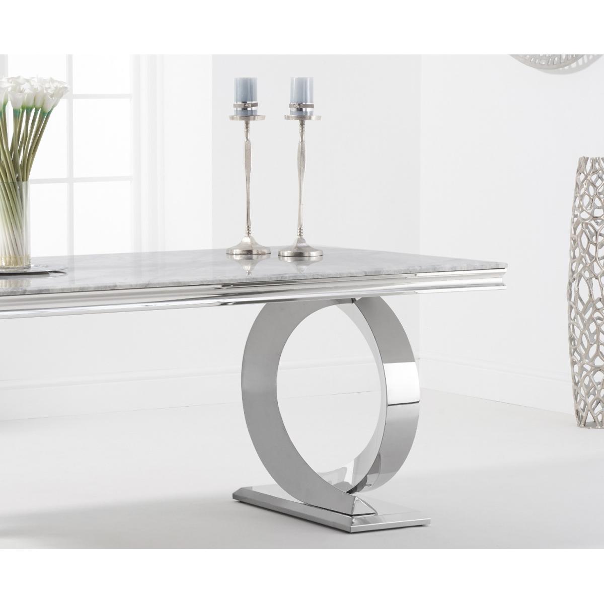 Hepburn 200cm Marble Dining Table with Giovanni Velvet Chairs and Blue Fitzrovia Bench - Grey, 2 Chairs – image 5