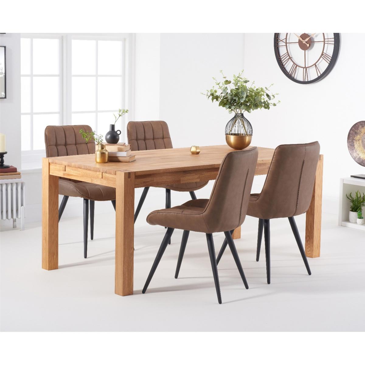 Verona 150cm Oak Table With 4 Grey Larson Faux Leather Chairs – image 2