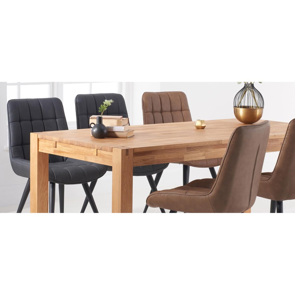 Verona 150cm Oak Table With 4 Grey Larson Faux Leather Chairs – image 10