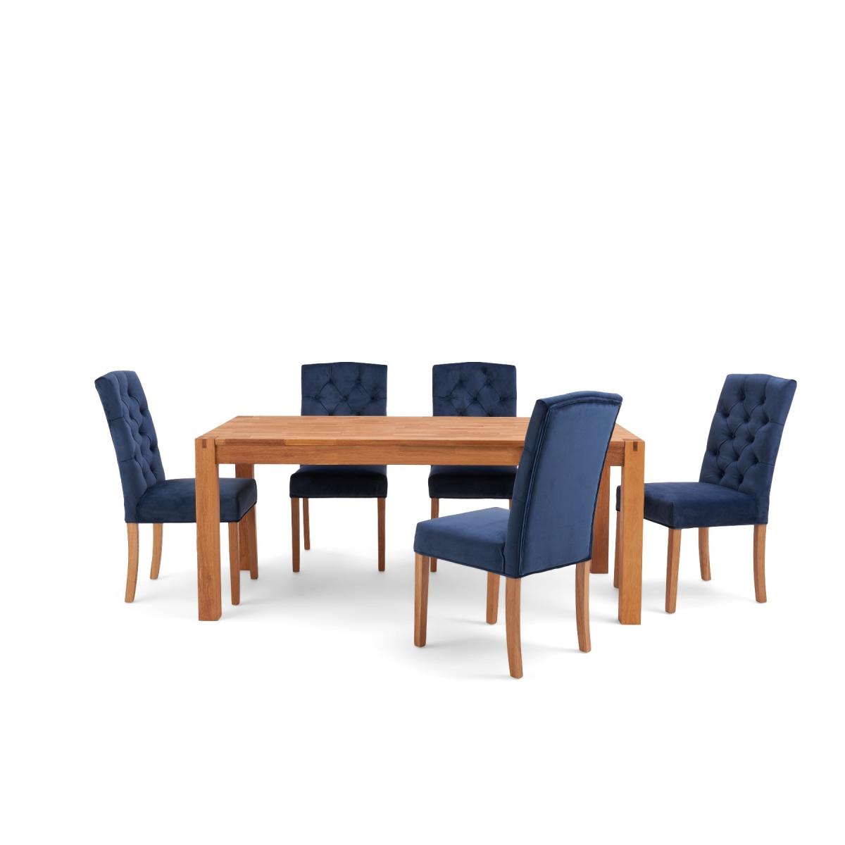 Verona 180cm Solid Oak Dining Table with Claudia Velvet Chairs - Blue, 6 Chairs – image 13