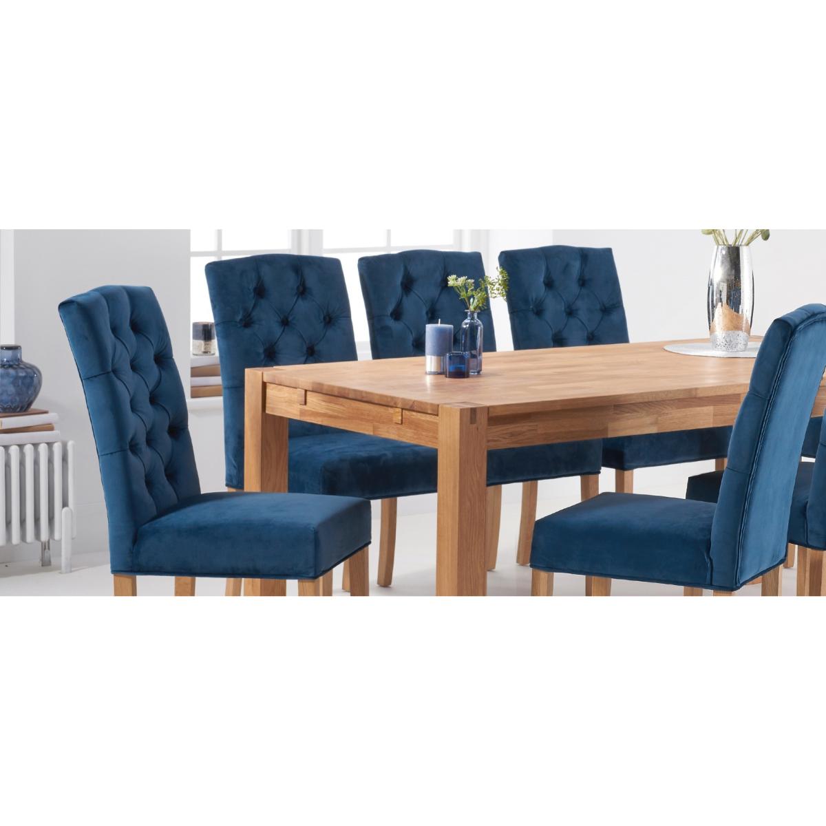 Verona 180cm Solid Oak Dining Table with Claudia Velvet Chairs - Blue, 6 Chairs – image 15