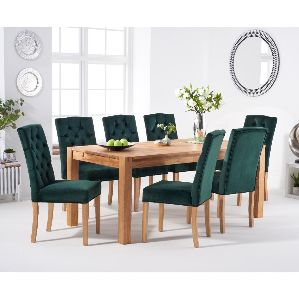 Verona 180cm Solid Oak Dining Table with Claudia Velvet Chairs - Blue, 6 Chairs – image 3