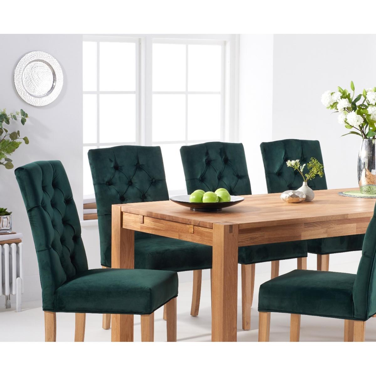 Verona 180cm Solid Oak Dining Table with Claudia Velvet Chairs - Blue, 6 Chairs – image 6