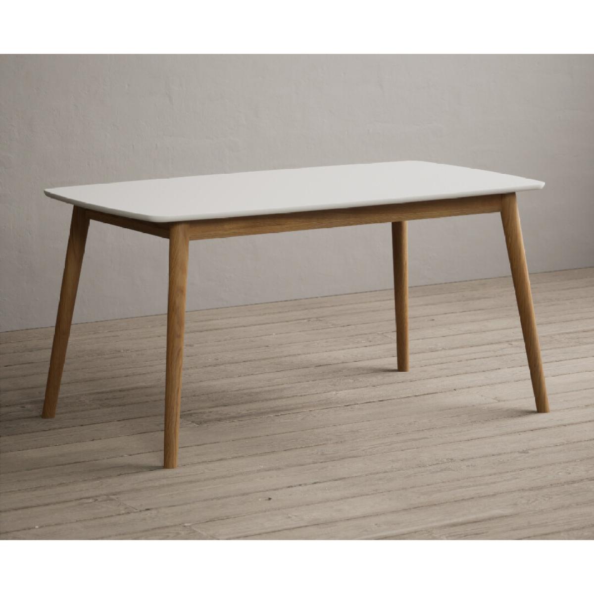 Nordic 150cm Solid Oak and Signal White Painted Dining Table with 2 Grey Nordic Chairs with 1 Grey Bench – image 13