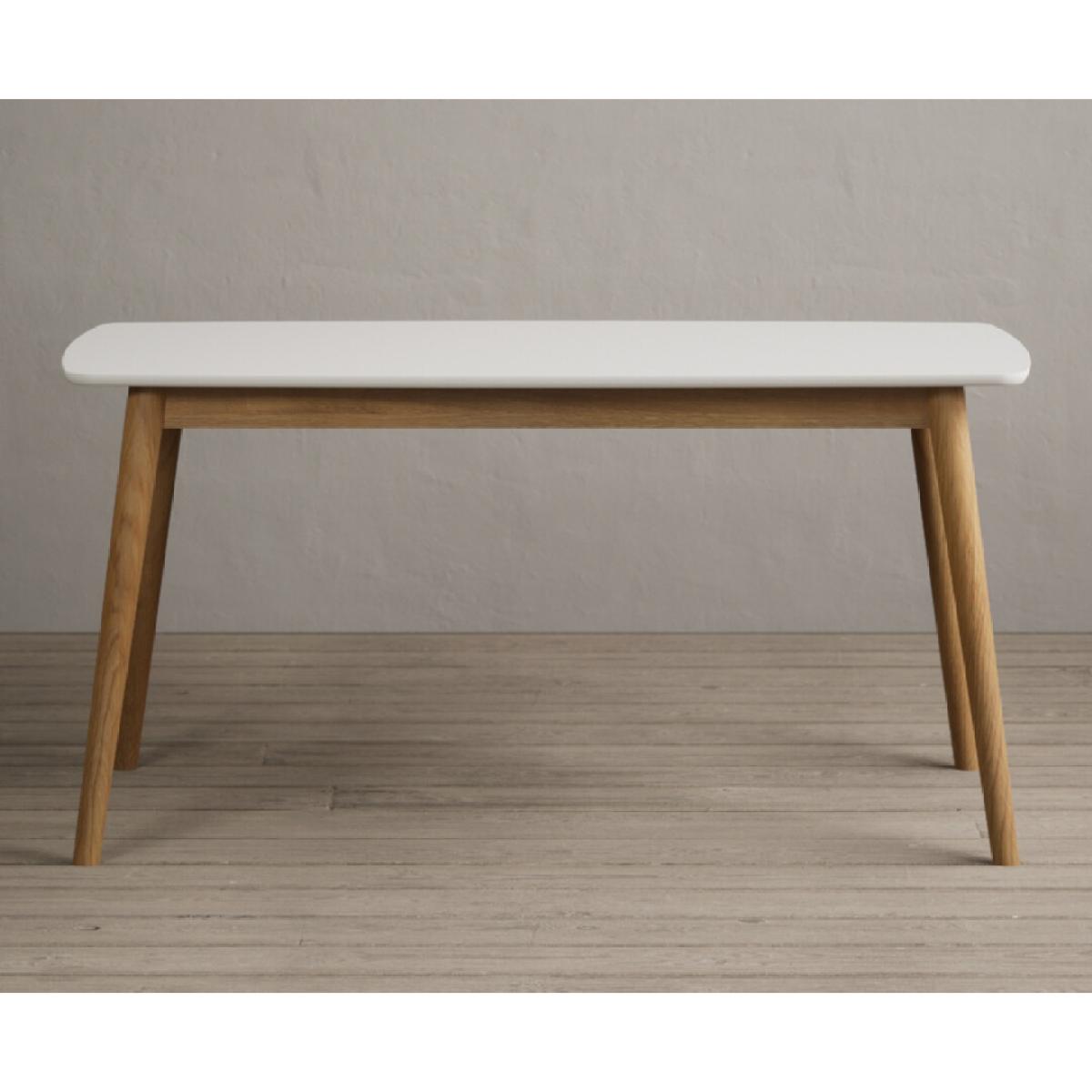 Nordic 150cm Solid Oak and Signal White Painted Dining Table with 2 Grey Nordic Chairs with 1 Grey Bench – image 16