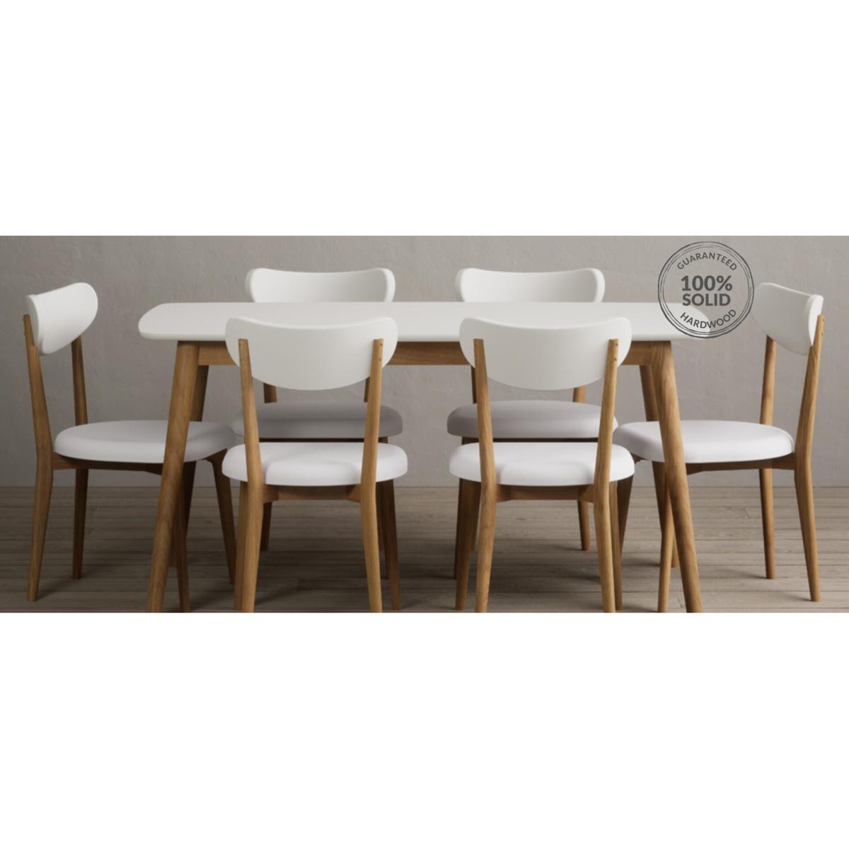 Nordic 150cm Solid Oak and Signal White Painted Dining Table with 2 Grey Nordic Chairs with 1 Grey Bench – image 18