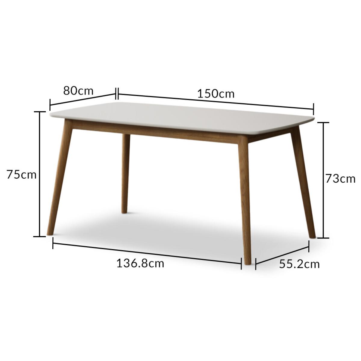 Nordic 150cm Solid Oak and Signal White Painted Dining Table with 2 Grey Nordic Chairs with 1 Grey Bench – image 19