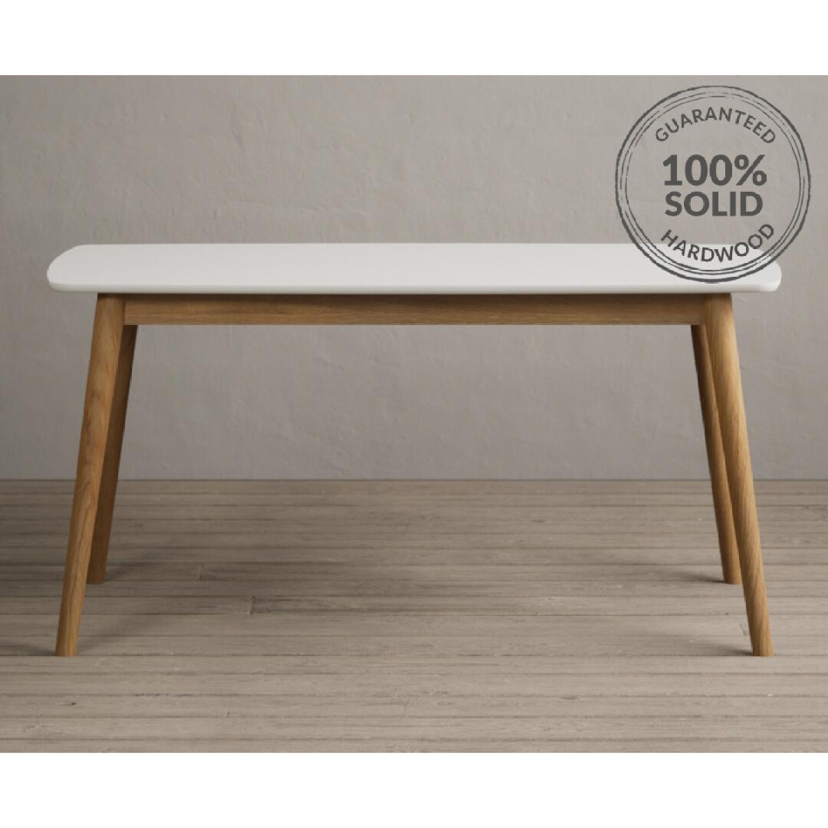 Nordic 150cm Solid Oak and Signal White Painted Dining Table with 2 Grey Nordic Chairs with 1 Grey Bench – image 6