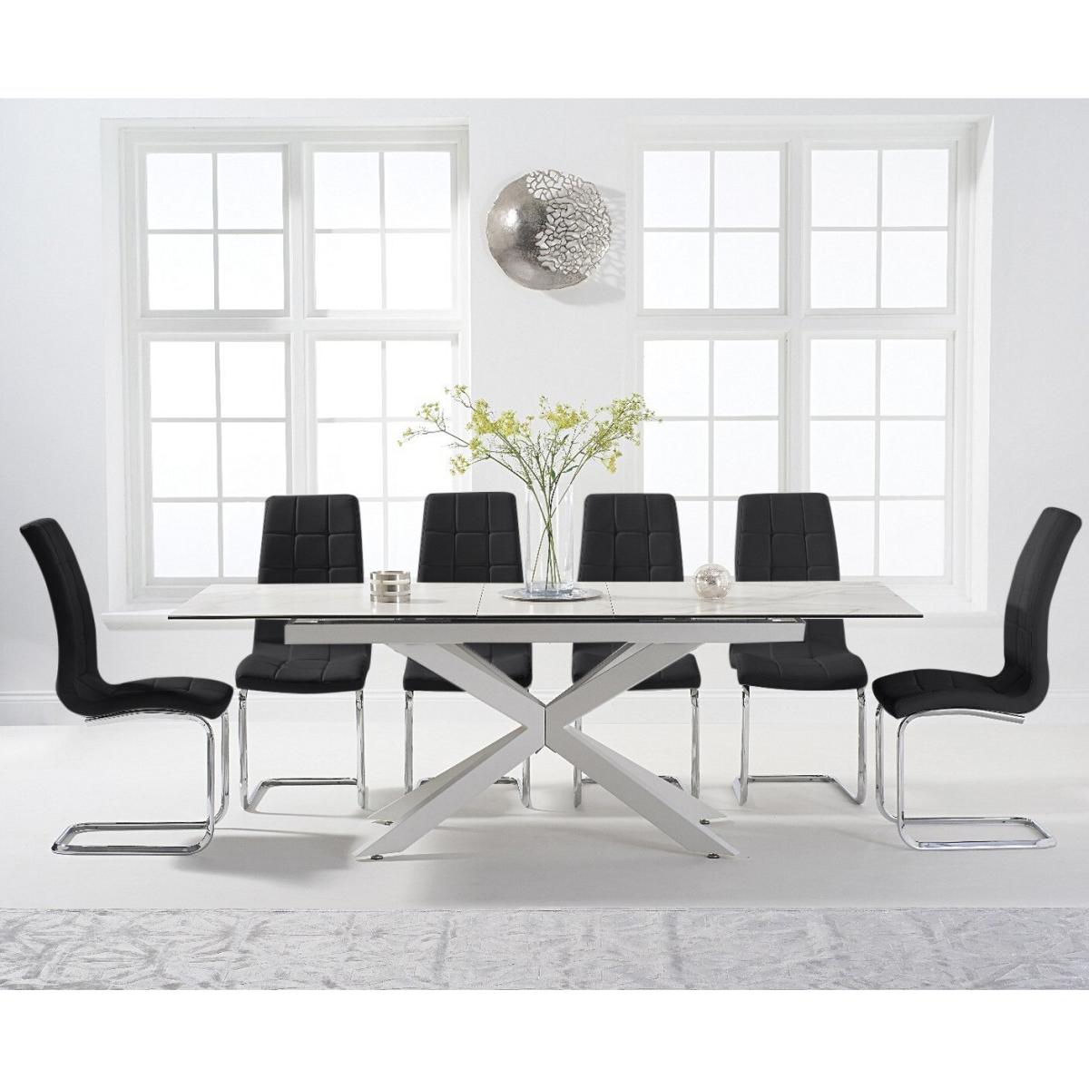 Extending Boston 180cm White Ceramic Dining Table with 10 Grey Vigo Chairs – image 2