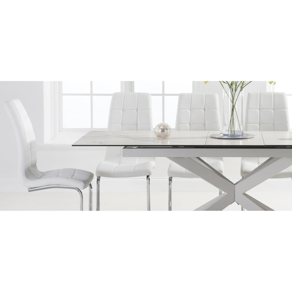Extending Boston 180cm White Ceramic Dining Table with 10 Grey Vigo Chairs – image 12