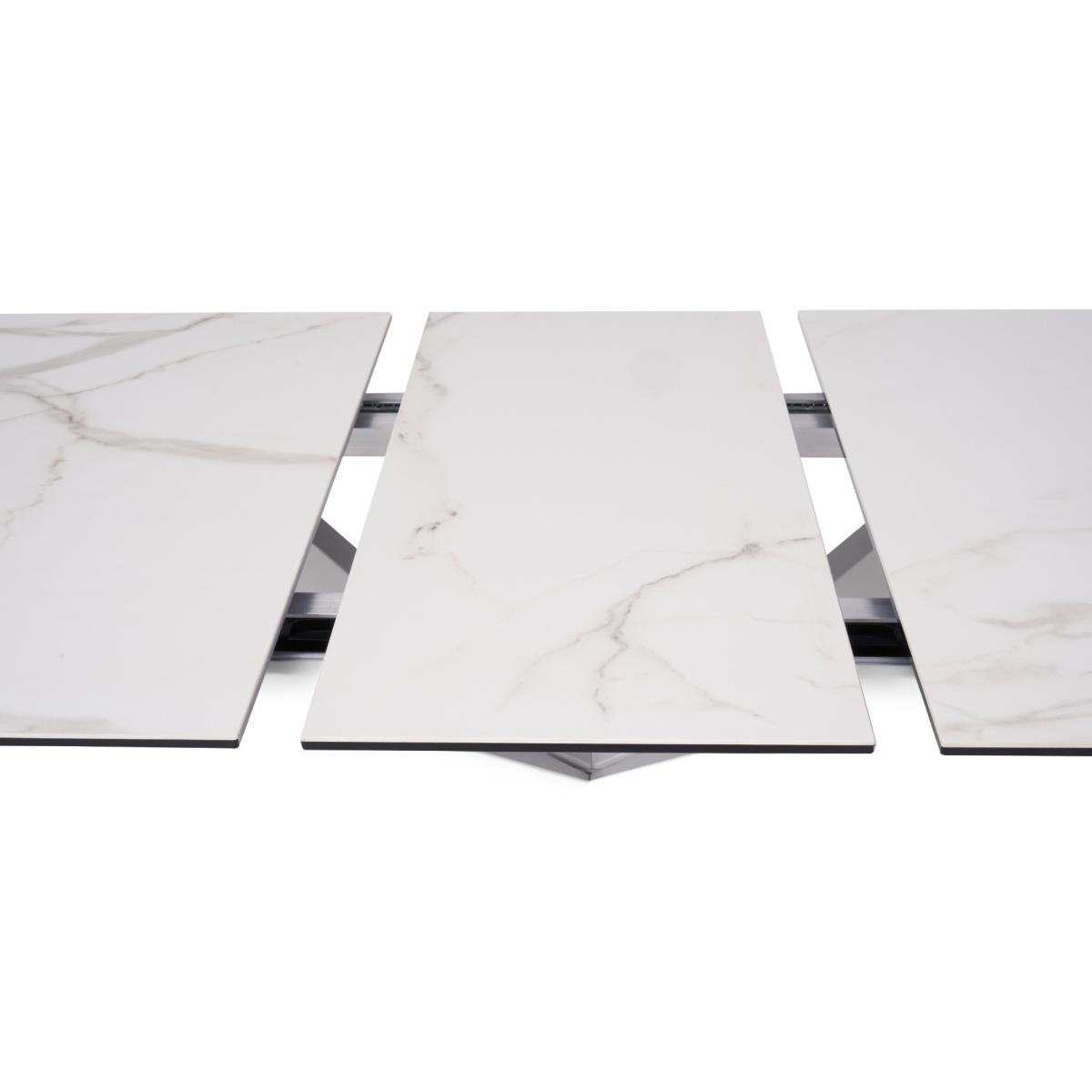 Extending Boston 180cm White Ceramic Dining Table with 10 Grey Vigo Chairs – image 14