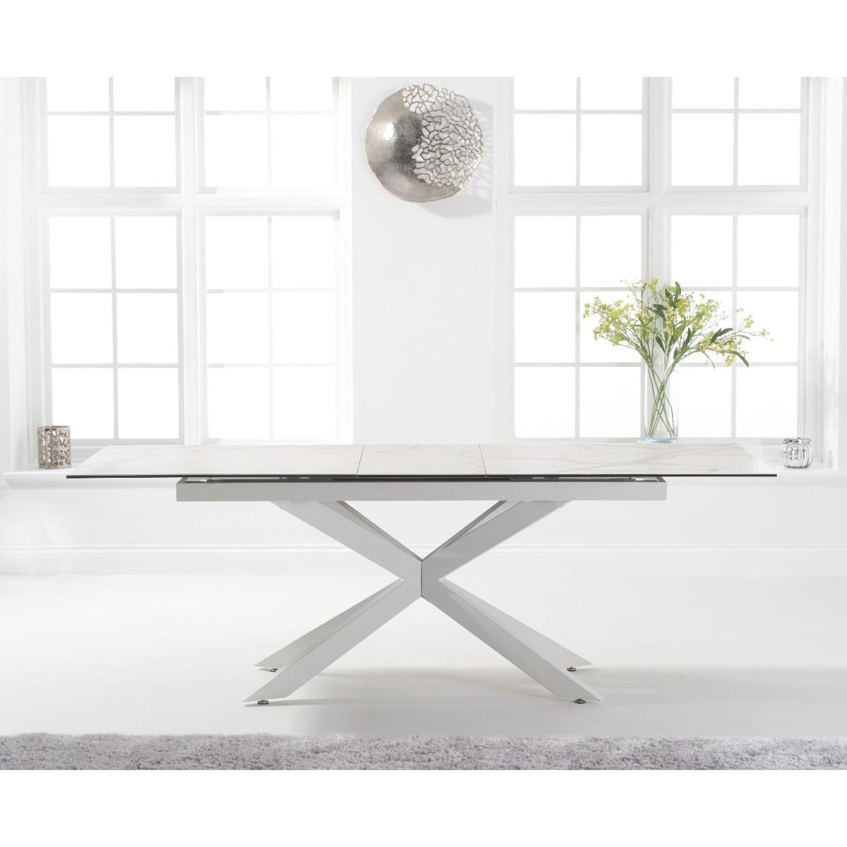 Extending Boston 180cm White Ceramic Dining Table with 10 Grey Vigo Chairs – image 15