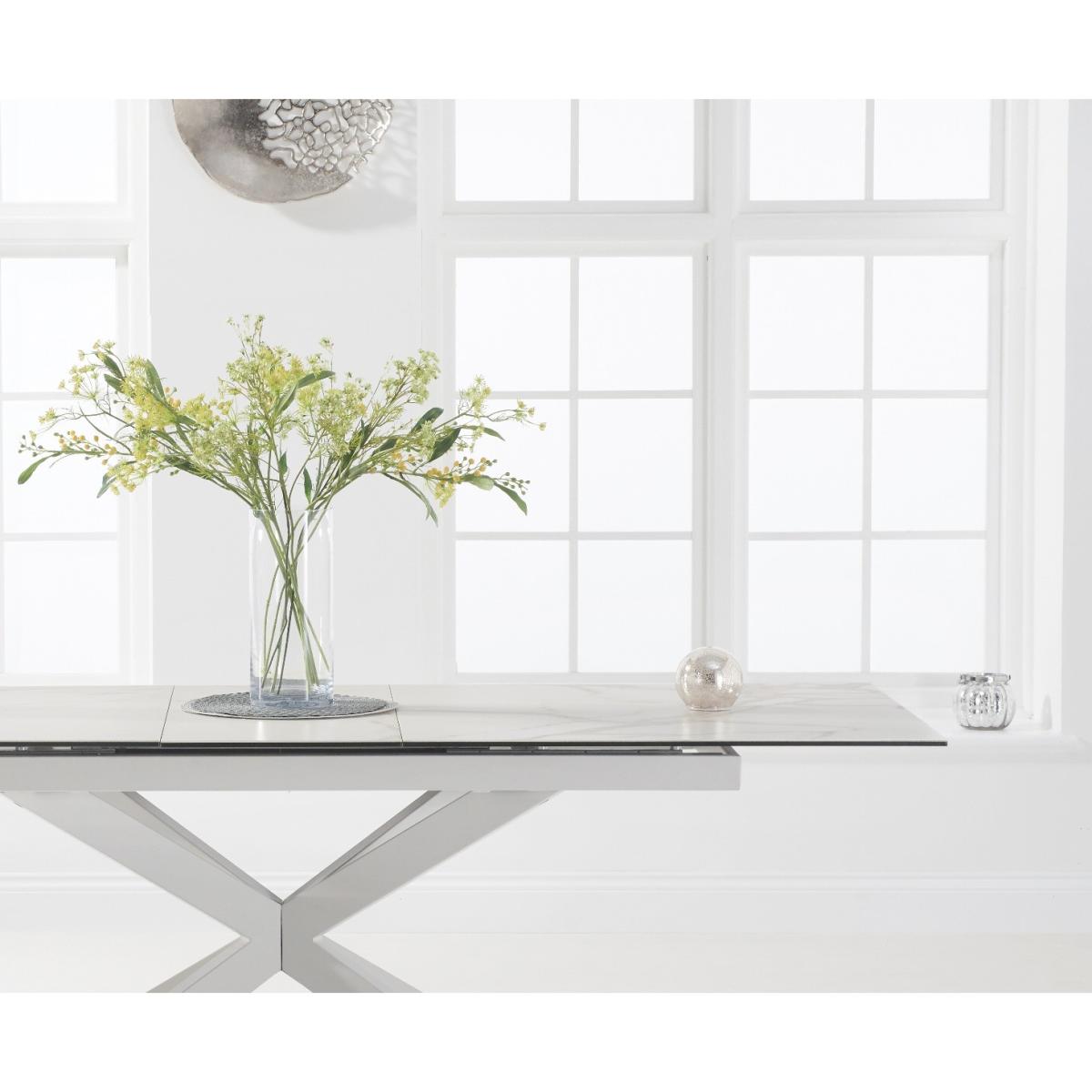 Extending Boston 180cm White Ceramic Dining Table with 10 Grey Vigo Chairs – image 16