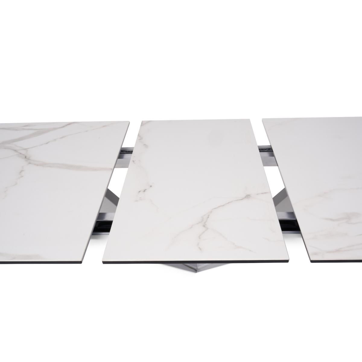 Extending Boston 180cm White Ceramic Dining Table with 10 Grey Vigo Chairs – image 17