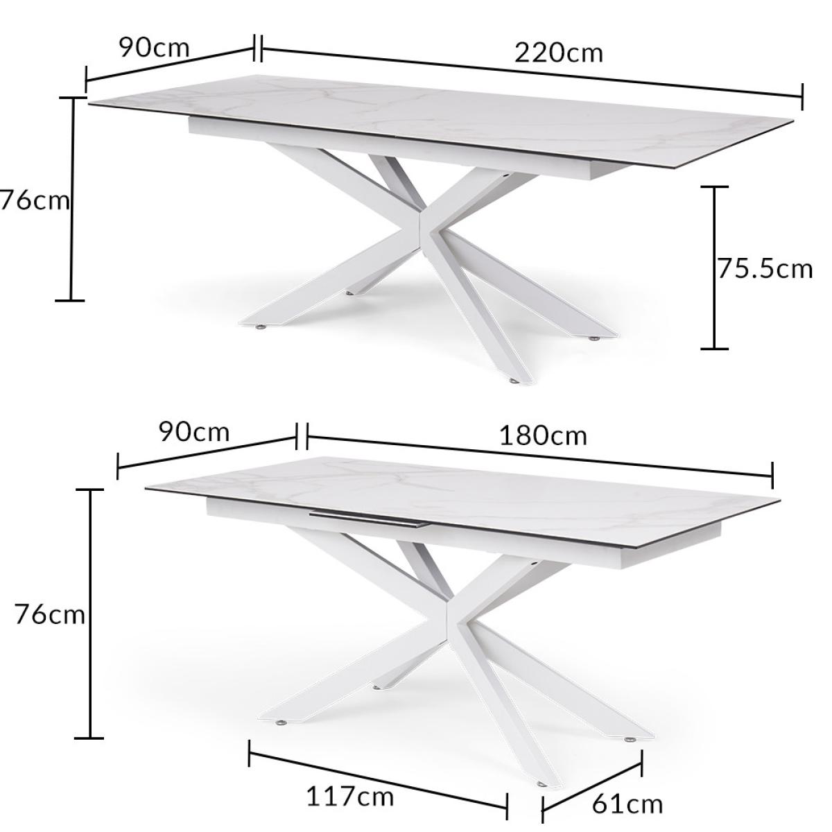 Extending Boston 180cm White Ceramic Dining Table with 10 Grey Vigo Chairs – image 23