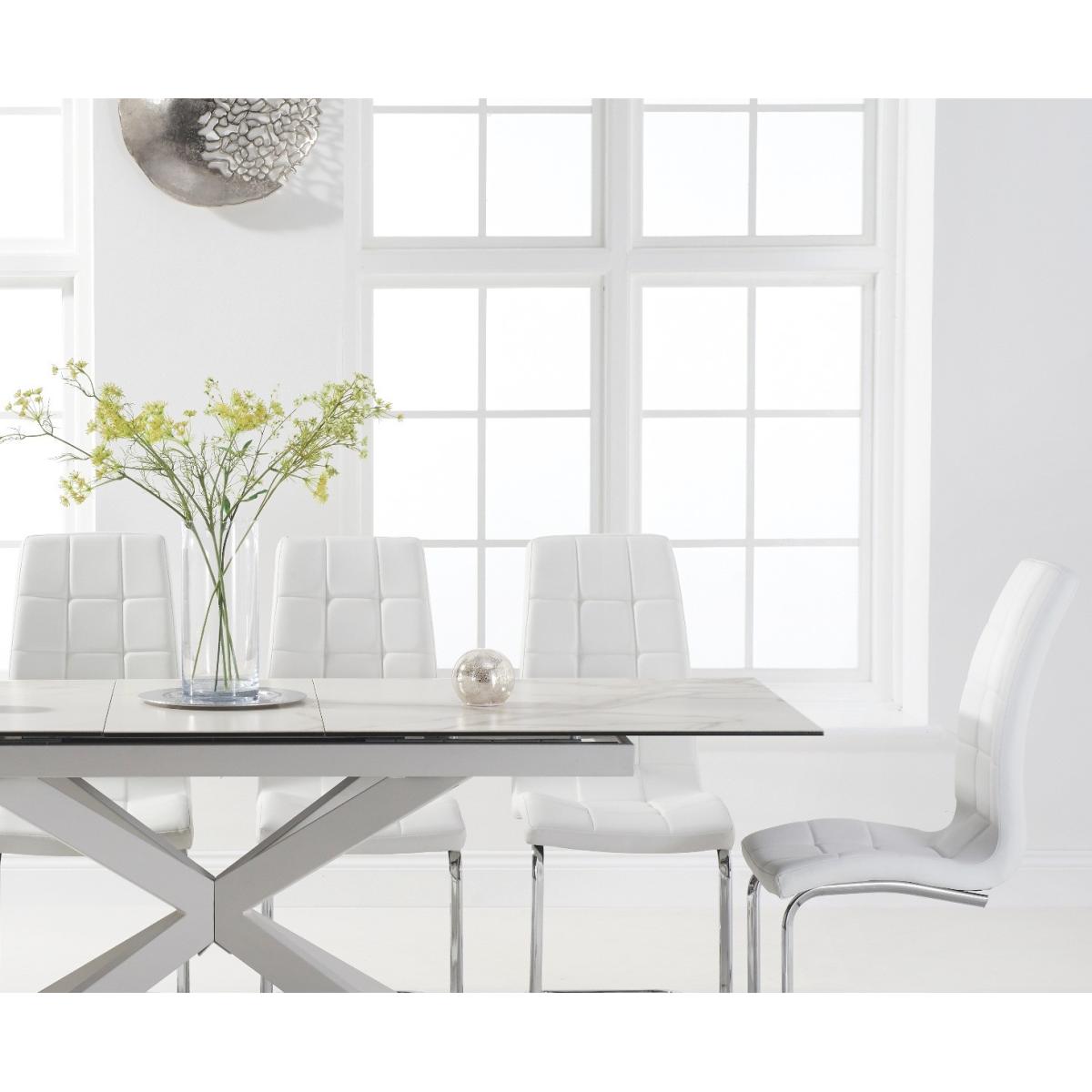 Extending Boston 180cm White Ceramic Dining Table with 10 Grey Vigo Chairs – image 4