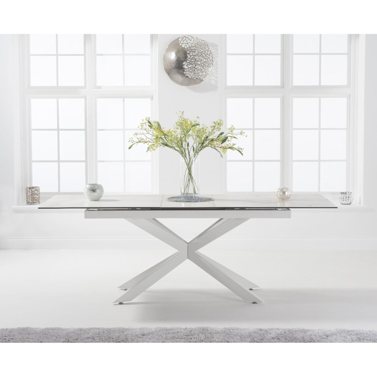 Extending Boston 180cm White Ceramic Dining Table with 10 Grey Vigo Chairs – image 5