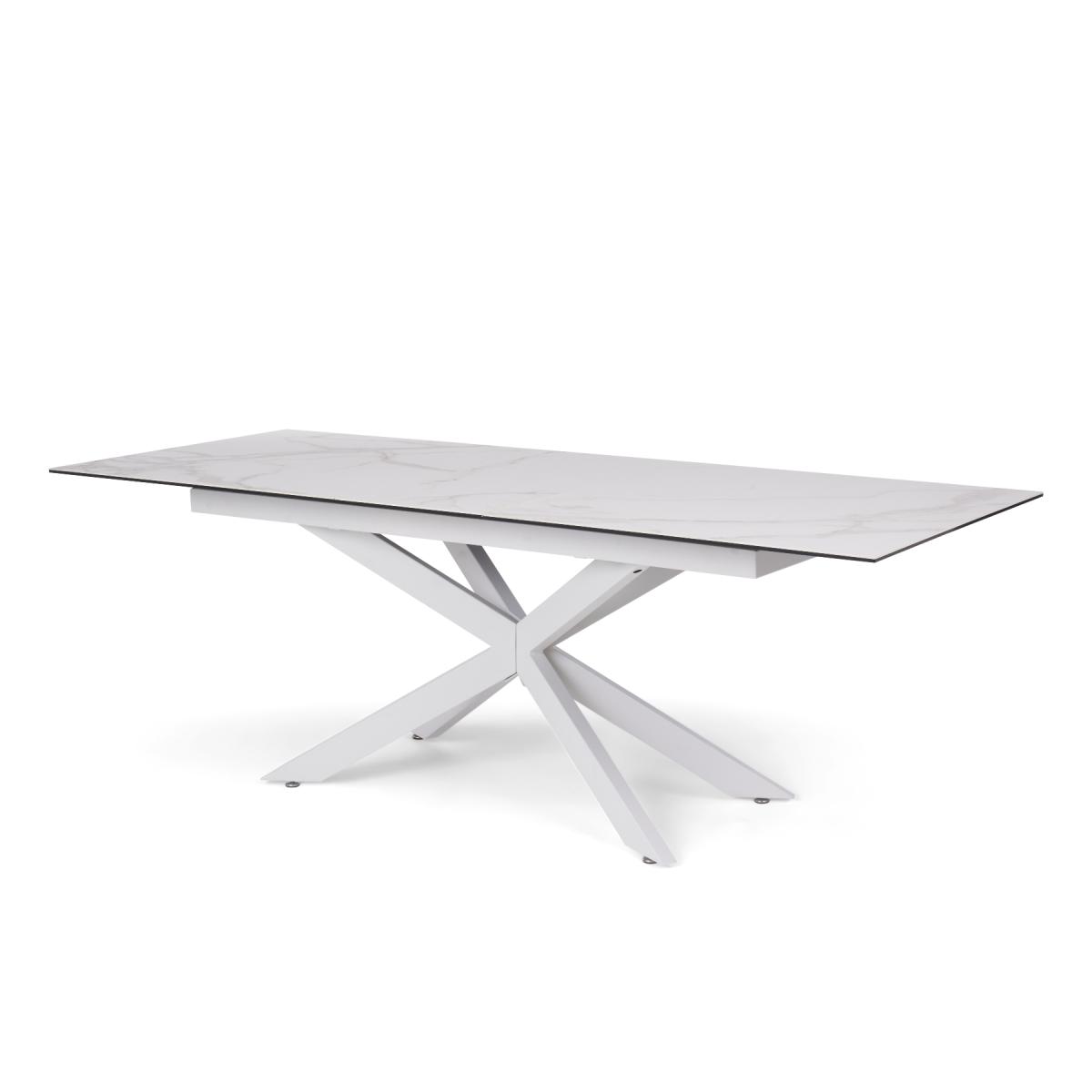 Extending Boston 180cm White Ceramic Dining Table with 10 Grey Vigo Chairs – image 10