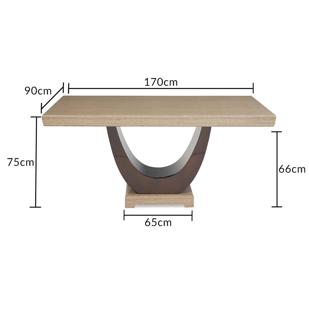 Raphael 170cm Brown Pedestal Marble Dining Table With 4 Cream Francesca Chairs – image 19