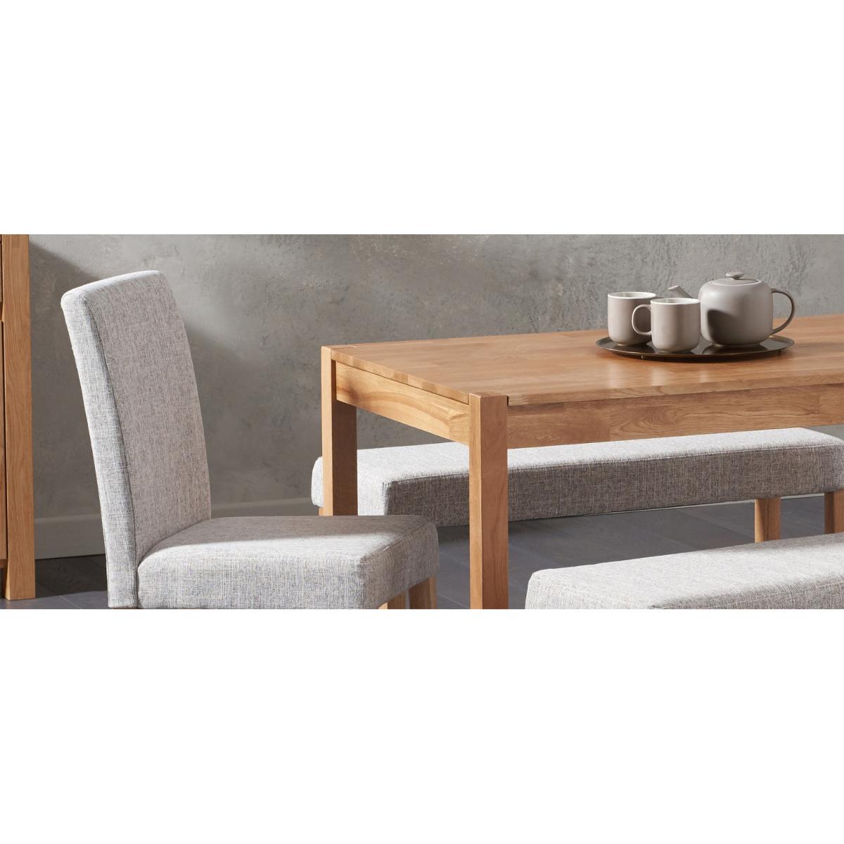 Oxford Solid Oak 150cm Dining Table with 2 Grey Lila Chairs with 2 Grey Benches – image 6