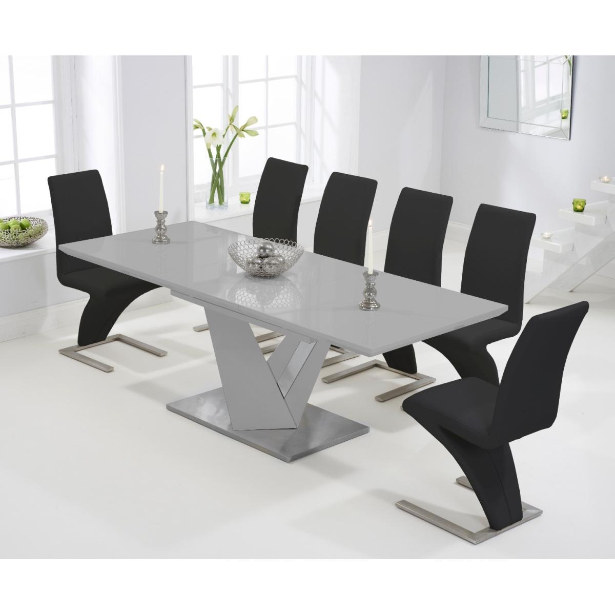 Harmony 160cm Extending Light Grey High Gloss Dining Table With 10 Ivory White Hampstead Z Chairs – image 2