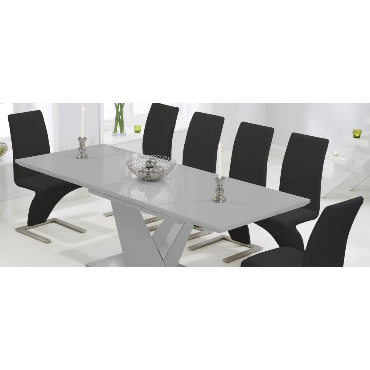 Harmony 160cm Extending Light Grey High Gloss Dining Table With 10 Ivory White Hampstead Z Chairs – image 15