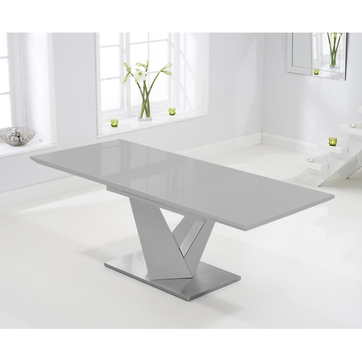 Harmony 160cm Extending Light Grey High Gloss Dining Table With 10 Ivory White Hampstead Z Chairs – image 4