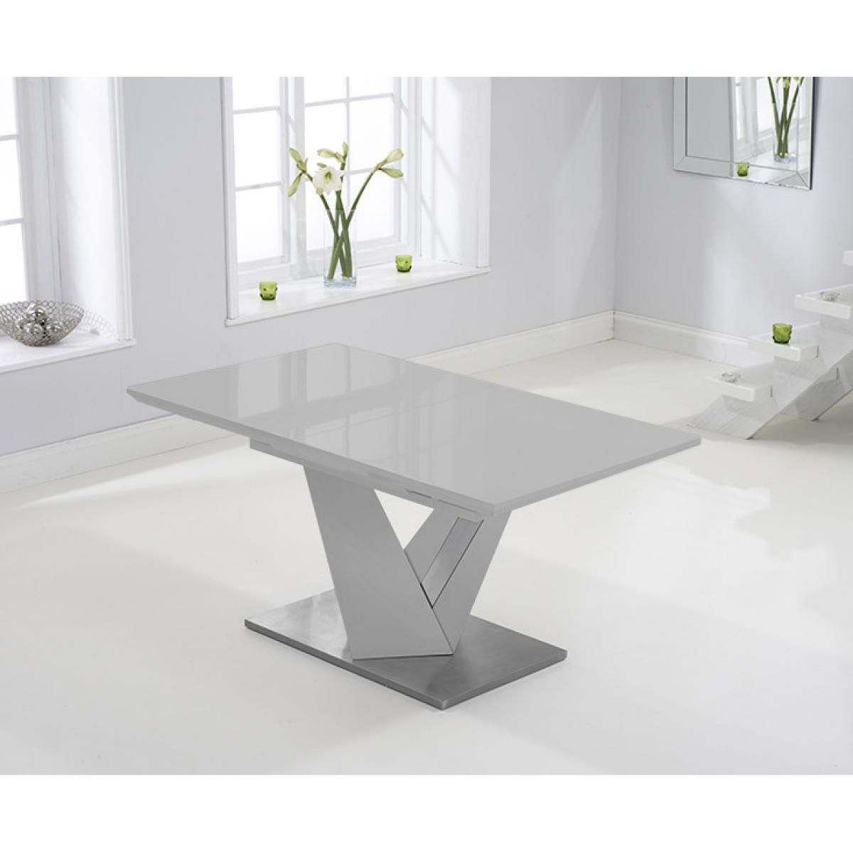 Harmony 160cm Extending Light Grey High Gloss Dining Table With 10 Ivory White Hampstead Z Chairs – image 5