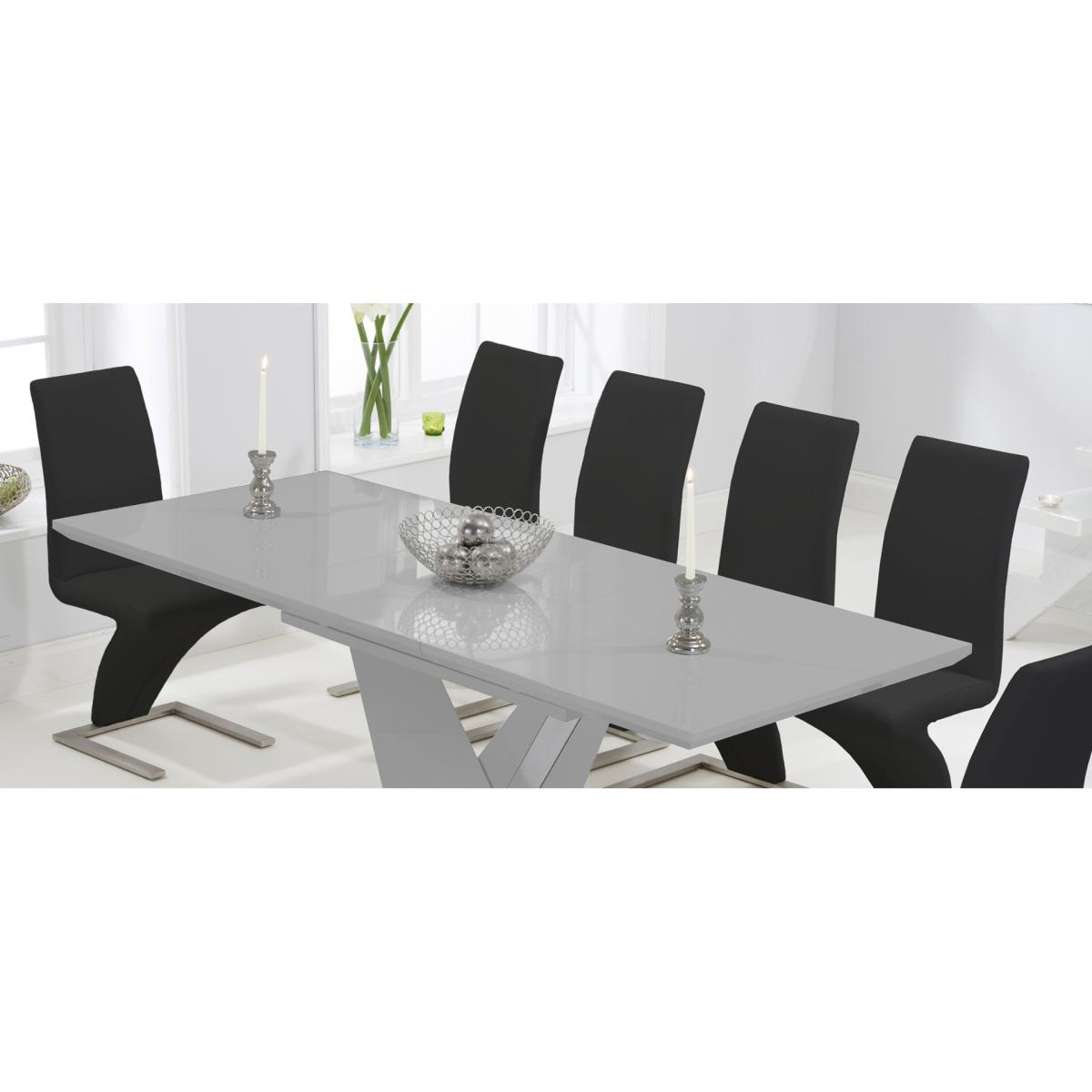 Harmony 160cm Extending Light Grey High Gloss Dining Table With 10 Ivory White Hampstead Z Chairs – image 10