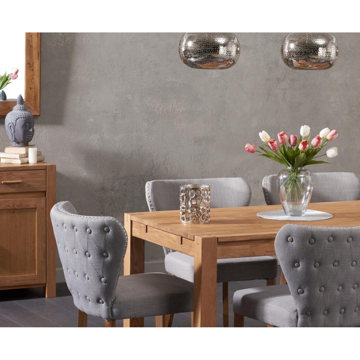Thetford 150cm Oak Dining Table with 8 Grey Isla Chairs – image 2
