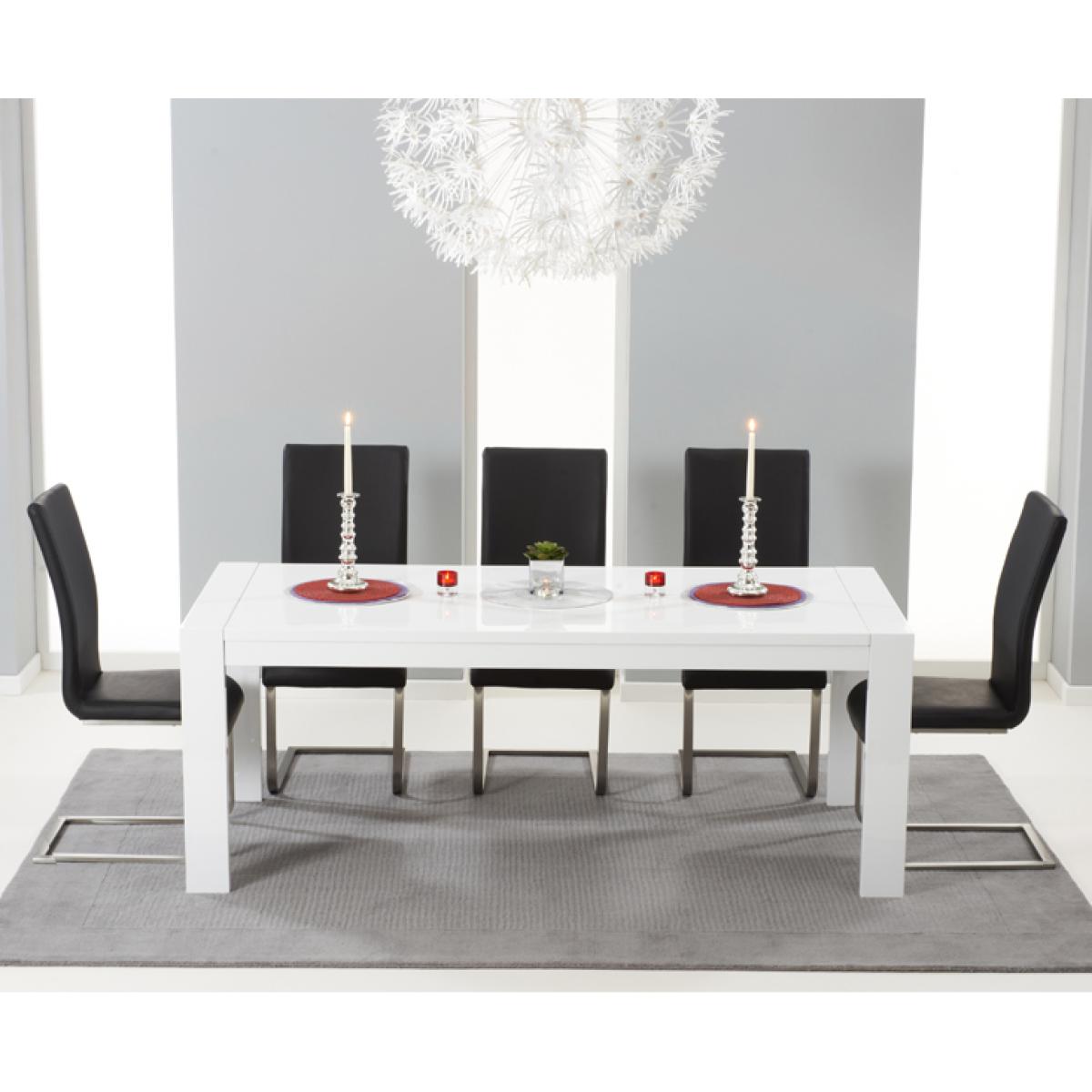 Extending Baltimore 200cm White High Gloss Dining Table With 4 Black Austin Chairs – image 2