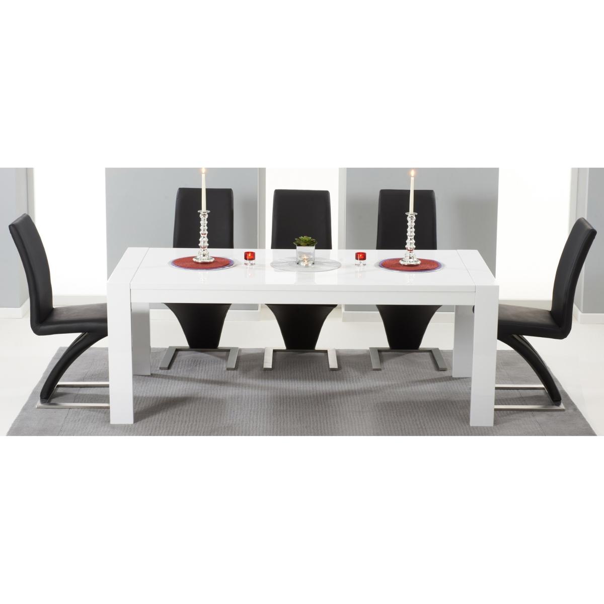 Extending Baltimore 200cm White High Gloss Dining Table With 4 Black Austin Chairs – image 16