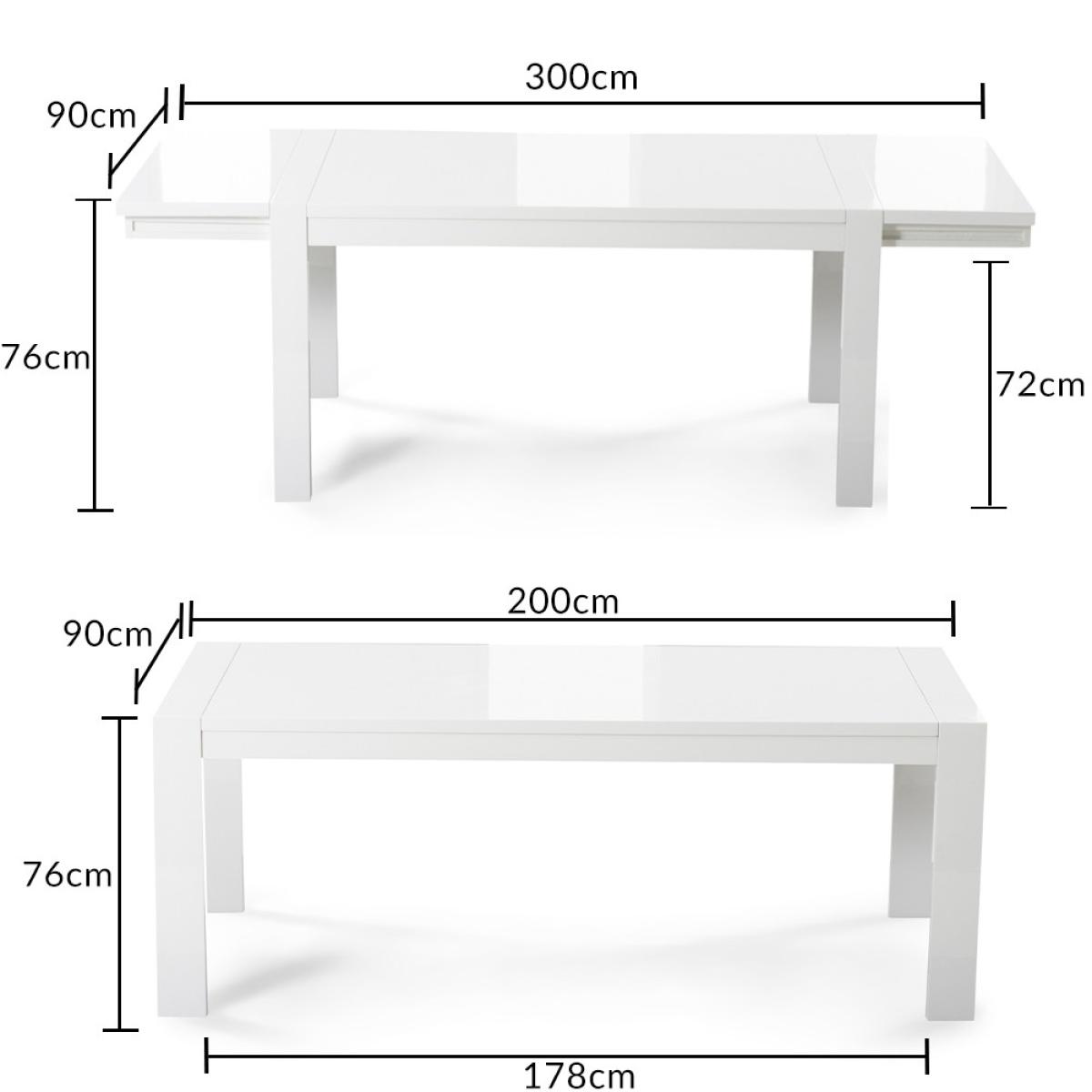 Extending Baltimore 200cm White High Gloss Dining Table With 4 Black Austin Chairs – image 19