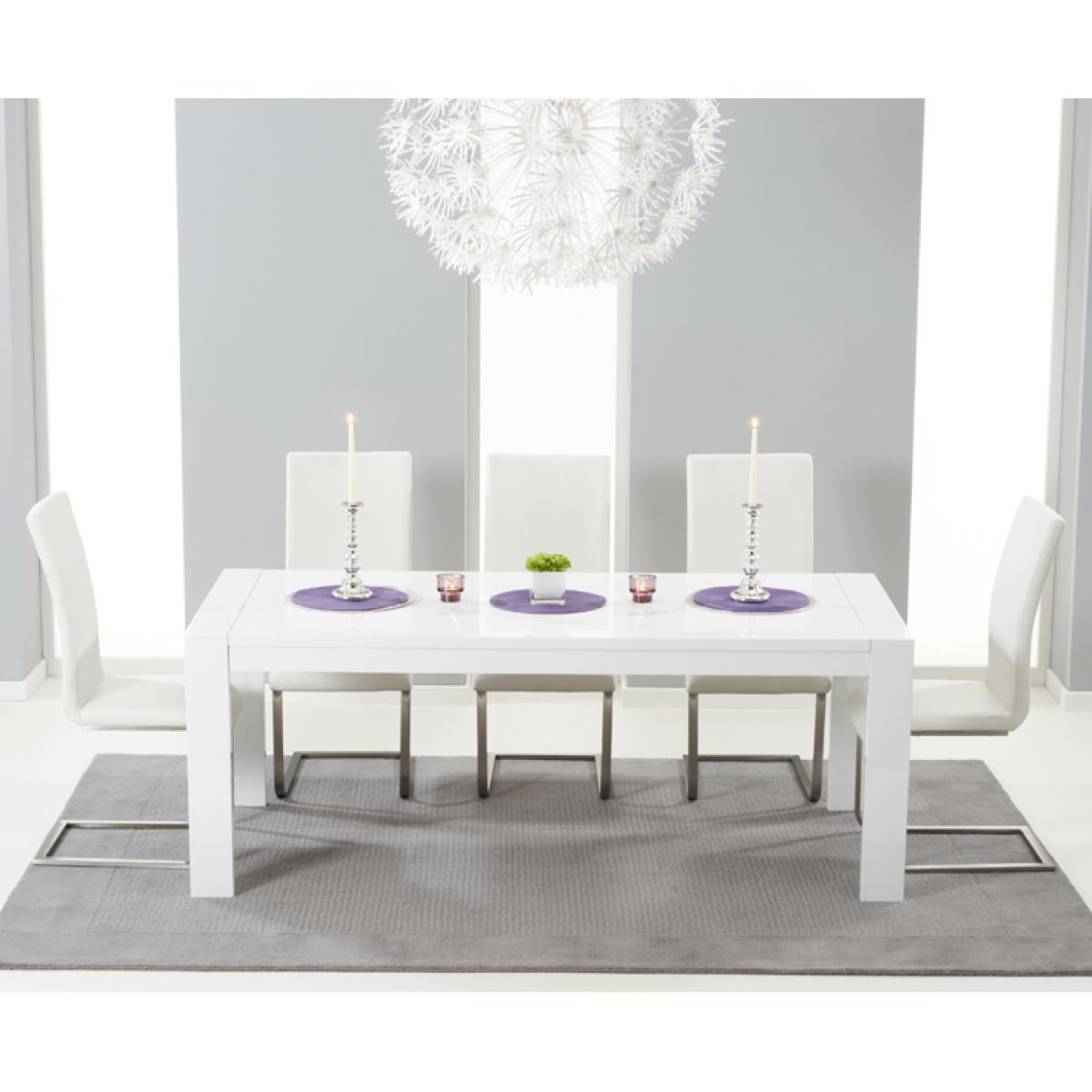 Extending Baltimore 200cm White High Gloss Dining Table With 4 Black Austin Chairs – image 3