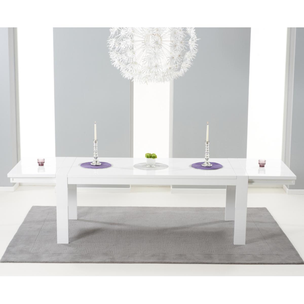 Extending Baltimore 200cm White High Gloss Dining Table With 4 Black Austin Chairs – image 5