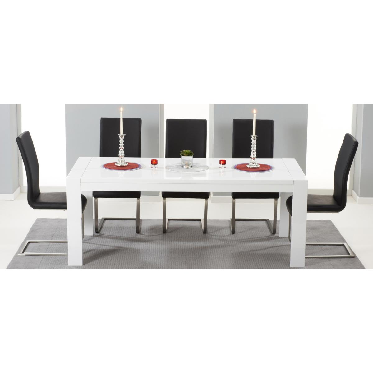 Extending Baltimore 200cm White High Gloss Dining Table With 4 Black Austin Chairs – image 8