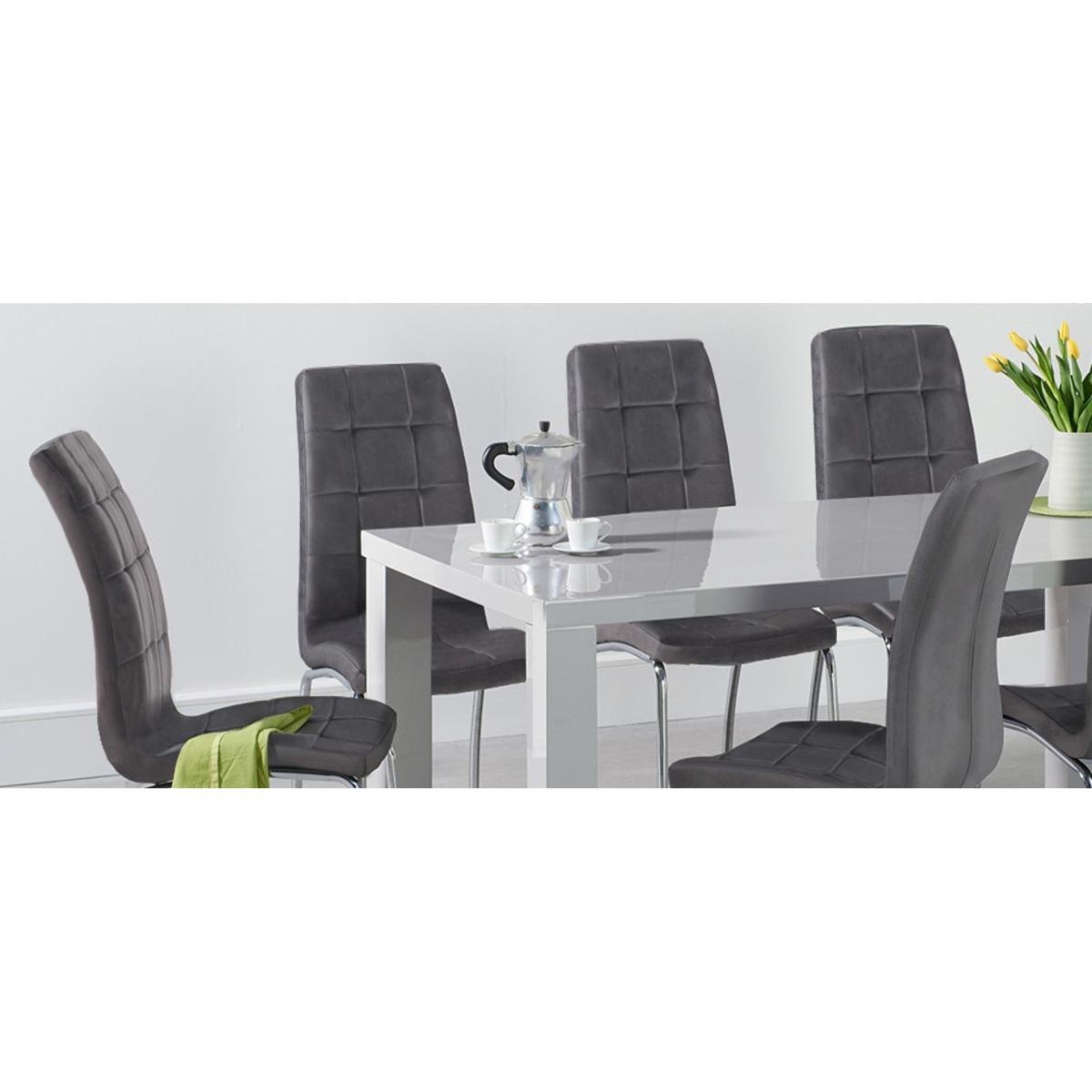 Atlanta 160cm Light Grey High Gloss Dining Table With 8 Grey Enzo Velvet Chairs – image 7