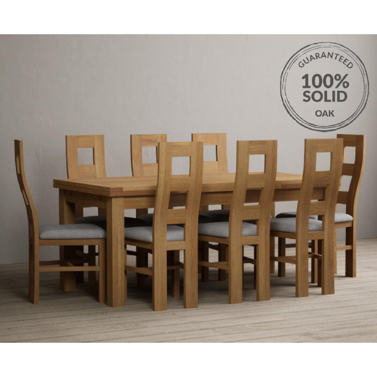 Extending Buxton 180cm Solid Oak Dining Table with 8 Brown Natural Chairs – image 2
