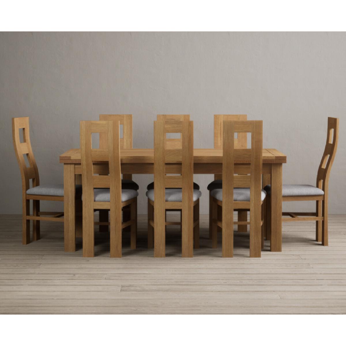 Extending Buxton 180cm Solid Oak Dining Table with 8 Brown Natural Chairs – image 3