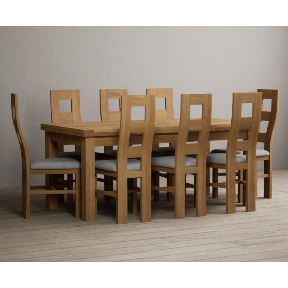 Extending Buxton 180cm Solid Oak Dining Table with 8 Brown Natural Chairs – image 5